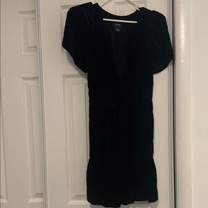 Maeve Black Velvet V-Neck Mini Dress